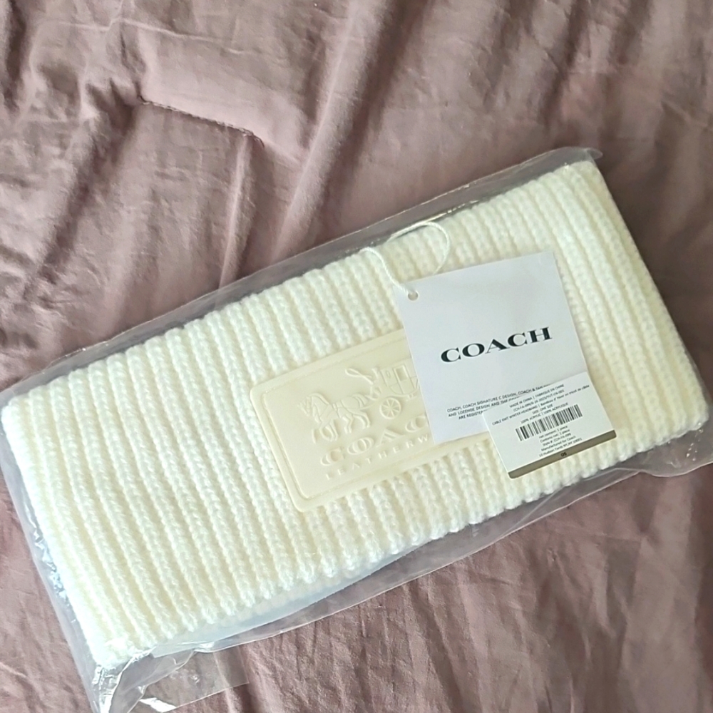 Coach White Knit Headband